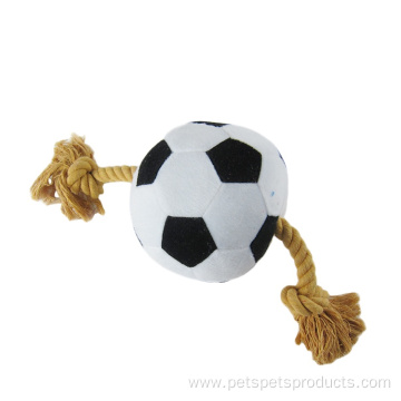Durable pet chew rope football squeaky dog toy